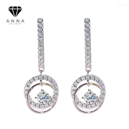 Dangle Earrings D Colour VVS1 Moissanite Diamond 925 Sterling Silver Platinum Plated Drop For Women Sparkling Anniversary Fine Jewellery