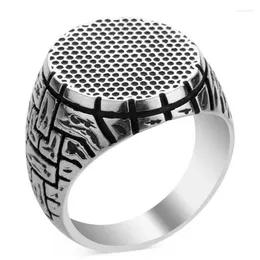 Cluster Rings Turkish Mystery Pattern Punk Ring For Cool Guy 316L Stainless Steel Gothic Motorcycle Hip Hop Men Jewelry