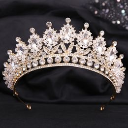 Gold Silver Crown Sparkling Shine Wedding Hair Accessories Rehinestones Pearls Bridal Crowns Bridal Hair Accessories for Women for African Black Women FG014