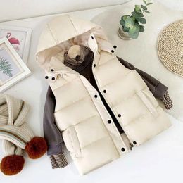 Jackets Childrens Down Cotton Vest Boys Girls Autumn Winter Korean Style Baby Hooded Casual Fashion Clothes