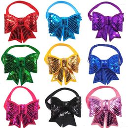 Dog Apparel 10 Pcs Sequin Christmas Bow Bowknot Grooming Tie For Puppy Cat Adjustable Collar Accessories