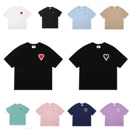 24 Newdesigner Play t Shirt Commes Des Garcons Cotton Fashion Brand Red Heart Embroidery T-shirt Womens Love Sleeve Couple Short Men Cdgs Yg