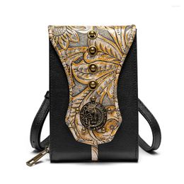 Waist Bags 2024 Spot Fashion Retro Outdoor Carrying Mobile Phone Bag Small And Used Embossed Rivet