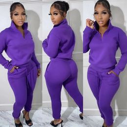 Tracksuit Women Set Two Piece Outfits Fleece Zipper Long Sleeve Pullover Top Jogger Pants Casual Sport Suit Running Matching Set 240125