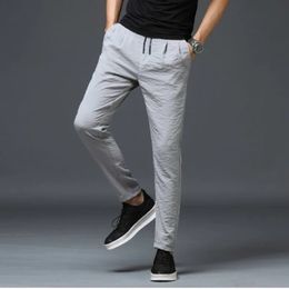 Fashion Men Solid Casual Pants Koreon Big Size Spring Summer Thin Pocket Elastic Waist Streetwear Business Loose Sports Trousers 240130