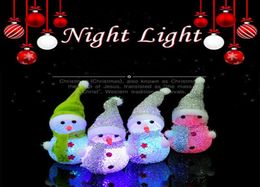 DHL Snowman night light christmas light decoration mini color changing light party festival decor gift present9292053