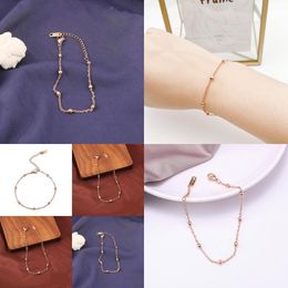 Charm Bracelets Temperament Titanium Steel 18K Rose Gold Round Bead Bracelet With Accessories Girls Gift Pendant Jewellery Drop Delivery Otuzb