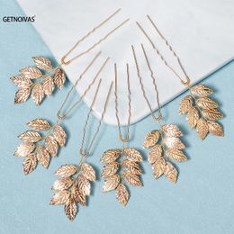 Hair Clips 6PCS Bridal Wedding Accessories Gold Colour Leaf Pins For Women Jewellery Bride Headpiece Headwear Headdress Gifts