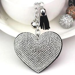 Keychains Luxury Rhinestone Heart Keychain Bling Shining Full Crystal Keyring Key Chains For Women Girls Bag Hanging Pendant Charm Jewellery