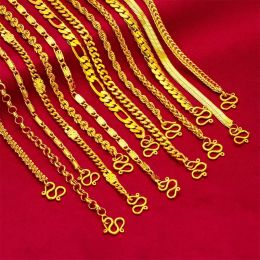 Pendants 2024 New 100% Pure Copper 24K Gold 18K Plated Caterpillar Twist New Long Necklace 60cm Wide Side Boss Necklace Gifts for Women's