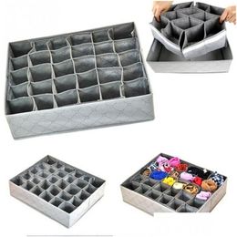 Storage Boxes Bins 30 Cells Foldable Non-Woven Fabric Underwear Socks Tie Der Organizer Box 34X32X10Cm Drop Delivery Home Garden H Dh0Uw