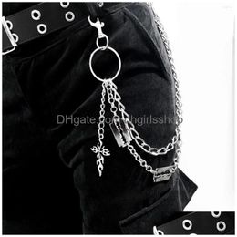 Keychains & Lanyards Keychains Hip Hop Flame Cross Charms Key Chains Punk Cool Imitation Blade Waist Chain Keychain For Women Men Vin Dhu0Y