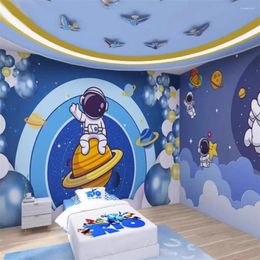 Wallpapers Custom Space Astronaut Wallpaper For Boys Girls' Bedroom Fresco Cartoon Wall Paper Children's Room Starry Sky Background Sticker