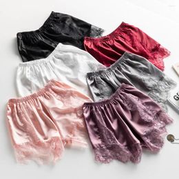 Women's Panties Lace Underwear Fashion Casual Safety Shorts Loose Thin Solid Colour Satin Skin-friendly