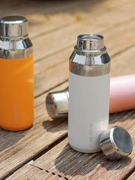 Water Bottles Solid Color Minimalist 304 Stainless Steel Vacuum Insulated Cup With Mirror Cover Spray Painted Student Couple's Disposable