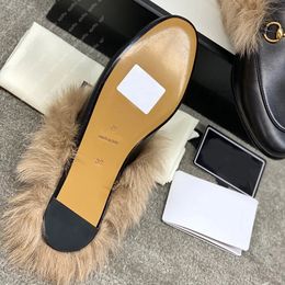 Designer Slippers Mules Slides Fur Mules Flats Women Loafers Metal Chain Casual Shoe Lace Velvet Slipper Genuine Leather Comfortable Formal Shoes5