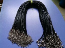 100pcs Black 2mm PU Leather Jewelry Rope Necklace Lobster clasp Cord For DIY Craft Pendant Necklace Jewelry Extensi ZZ