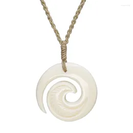 Pendant Necklaces NGX018 Hawaii Man Jewelry Zealand Maori Tribes Yak Bone Koru Spiral Womens Hemp Rope Weaving Surfing Necklace