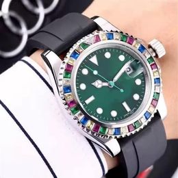 2022Casual Watches Original Automatic Movements Rubber Strap First Quality Sapphire mirror Men-watch Colourful Diamond Decoration W266P