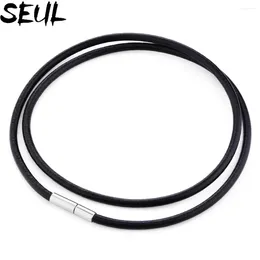 Chains Seul 316L Stainless Korean Version Of Silicone Leather Necklace Simple Fashion High Quality Jewelry Gift