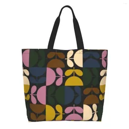 Shopping Bags Orla Kiely Multi Stem Groceries Bag Canvas Shopper Shoulder Tote Big Capacity Abstract Scandinavian Floral Handbag