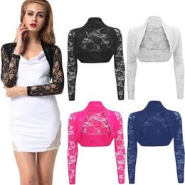 Womens Jackets Autumn Spring Female Jacket Ladies Long Sleeve Cropped Shrug Black Coat Fashion Lace Bolero Plus Size Coats Nljn 964537910