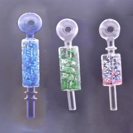 Wholesale Colourful Glycerin Freezable hand Pipes Newest Design Spiral Glass Dab Rig Art Oil Burner Spoon Smoking pipes LL