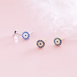 Stud Earrings Fashion Blue Zirconia Eyes For Women Cute Luxury Gold Color Korean Style Jewelry Pendientes Accessories