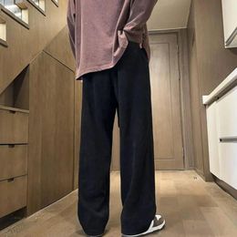 Men's Pants Straight-leg Vintage-inspired Winter With Wide Legs Plush Lining Elastic Waist For Comfort Women