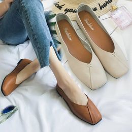 Spring Summer Korean Version Square Toe Flat Shoes Womens Fashion Casual Shoe Shallow Mouth Luxury Women Loafers 240124