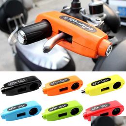 Bike Locks Motorcycle Handlebar Lock Front Brake Lever Grip Disc Locking Scooter Motor Anti Theft Security Throttle 230619 Drop Deliv Otu4Y