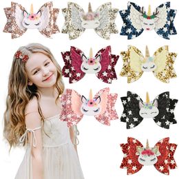 Star Bow Unicorn Hair Clip Unicorn Bow Hair Clip Party Hair Accessories