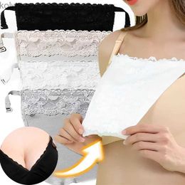 Bras 2PCS Lace Invisible Mock Camisole Wrapped Chest Overlay Bra Insert Easy Clip-on Women Cleavage Cover Underwear YQ240203