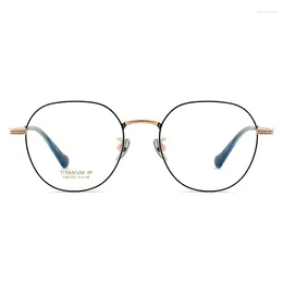 Sunglasses Frames 51mm Ultra-light High Quality Pure Titanium Eyewear Men Retro Round Decorative Optical Prescription Glasses Frame Women