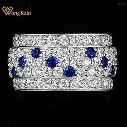 Cluster Rings Wong Rain 18K Gold Plated Luxury 925 Sterling Silver Lab Sapphire High Carbon Diamonds Gemstone Ring Wedding Band Fine Jewelry