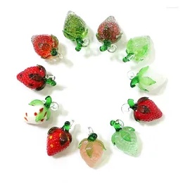 Decorative Figurines 2pcs Lovely Mini Strawberry Charm Glass Pendant Colorful Simulation Fruit Ornaments Diy Women Fashion Jewelry Making