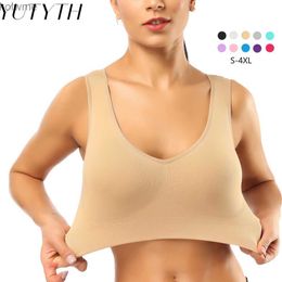 Bras Plus Size Seamless Sports Bras for Women Comfortable Yoga Bra with Removable Pads Push Up Gym Vest Top Bra Breathable Brassiere YQ240203