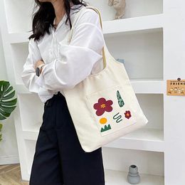 Shopping Bags Women Student Canvas Floral Print Large Capacity Handbag Tote Shoulder Bag Soft Commuter Travel Casual