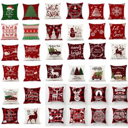 Pillow 4 Pcs Christmas Decor House Interior Pillowcases Covers 45x45 2024 Plaid For Sofa Living Room