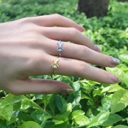 Cluster Rings Karachis S925 Sterling Silver Ring Women's Pleated Bow Fashionable And Personalized Forest Style