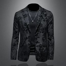 Autumn Men Button Blazer Business Suit Jacket Male Slim Fit Formal Clothing Outwear Mens Groom Costume Coat Tops B185 240124