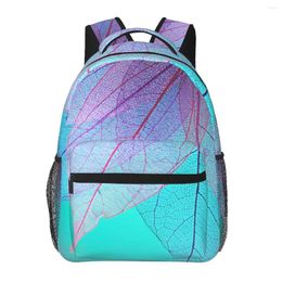 Backpack Men Woman Blue Turquoise Pink Leaves Schoolbag For Female Male 2024 Fashion Bag Student Bookpack