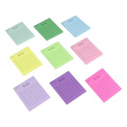 9pcs Multicoloured To Do List Refrigerator For Planner Rectangle School Stationery Students Desk Lined Computer Self Stick Note 240122