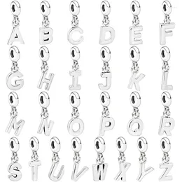 Loose Gemstones 925 Sterling Silver A-Z Alphabet 26 Letter Pendant Me Charm With Crystal Fit Original Bracelet Women Jewellery Diy Gift