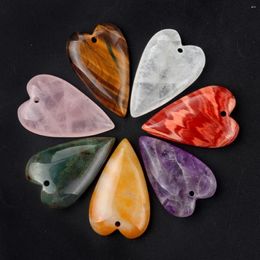 Pendant Necklaces 1Pcs Peach-Heart Natural Stone Clear Quartz/Opal Necklace For Jewellery Making DIY Accessory Size 40x25mm