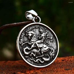 Pendant Necklaces Vintage Stainless Steel Round Saint George For Men Fashion Michael Protective Party Amulet Jewelry Gifts