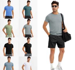 2024 Yoga Outfit Lu Running Shirts Compression sports tights Fitness Gym Soccer Man Jersey Sportswear Quick Dry Sport t- Top LL mans Designer T-shirt465