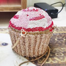 Designer Brand Luxury Crystal Evening Bag Fashion Cupcake Diamond Clutch Soiree Purse Women Wedding Bride Cake Handbags SC515 240130