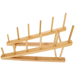 Kitchen Storage Dish Drainer Plate Holders Dinner Plates Bowl Holder Dishes Champagne Flute Rack Shelf Bamboo Water Cup Stand
