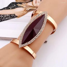 Bangle LZHLQ 2024 Fashion Maxi Metal Bangles Women Trendy Resin Mosaic Crystal Bracelet Smooth Wide Opening Adjustable